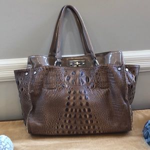 Taupe faux croc tote bag,